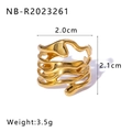 Irregular 18k gold plated stainless steel open ring with liquid metal hollow design - Liquid Metal Streamline Style (NB-R2023261) / Gold