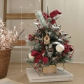 Mini 45cm lighted Christmas tree with red bows, pine cones and warm LED lights - Red Berry 45CM