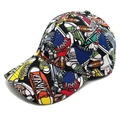 Detail van streetstyle honkbalpet met kleurrijk vintage sneakerpatroon en twill canvas stof - M (56-58cm) / 1# Meerkleurige Retro Canvas Schoen Print