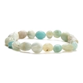 Irregular tumbled amethyst and amazonite beaded bracelet with natural stone texture - Amazonite