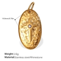Golden oval sun star pendant in hammered stainless steel with sparkling rhinestones - Hammered Star Oval Style (PJ530WEG)