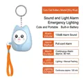 Cat-shaped personal security alarm keychain in sky blue with LED light and 130dB siren - Chinese Packaging / Cute Cat / Blue