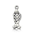 Antique silver fish charm in sea life style with detailed scales for DIY jewelry making - 1Pc Antique Silver Ocean Fish 7x23mm