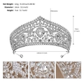 Details zur Brautkrone mit Strass, Nettogewicht 121g und Höhe 7cm auf weißem Hintergrund - Silber (TS-J3212S)