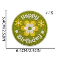 Écusson brodé fleur Happy Birthday vert pour vêtements, diamètre 6.4cm, patch tissu - Patch de Fête 9# (Fleur Joyeux Anniversaire)