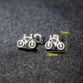Minimalist stainless steel bicycle stud earrings for women with 7x10mm dimensions - 004 Steel Bicycle