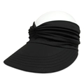 Detail of black elastic sun visor featuring pleated band and wide reinforced brim - One Size / Black