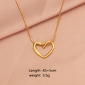 Golden heart pendant necklace with snake chain on silk, 45cm length and 3.5g weight - Gold Heart Style (MP352)