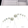 Sparkly gold press-on toenails with clear rhinestones on a white display card - Small (S)