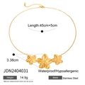 Gold stainless steel necklace featuring three elegant flower pendants with 45cm chain - Three-Flower Pendant Necklace (JDN2404031)