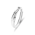 Silver Mobius ring in S925 sterling silver featuring a tiny white diamond accent - Adjustable Open / Male Style