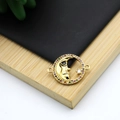 Gold plated 18K round moon face and stars connector pendant with colorful zircon stones - Face Crescent Moon Star Style