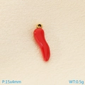 Single 15x4mm red enamel chili pendant with silver loop for DIY jewelry making - 15x4mm Red Chili Gold Hanging Ring (KLJ9997-Z)