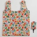 Foldable large reusable shopping bag with colorful U-shaped abstract pattern print - Handheld / Letter Print