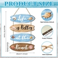 Coastal wooden surfboard wall hanging with starfish and shell beach motifs, 18.11 inches - Surfboard Ocean Style Plaque (Y24Y50740_Q)