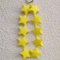 Cute yellow star silicone keychain accessory for bags and phones with silver metal ring - Lemon Yellow (10 Stars)