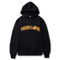 Sweat à capuche noir pour homme avec imprimé Fresh Love orange et poche kangourou - S / Noir
