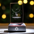 Macro shot of 3D laser-engraved elk crystal night light with touch switch base - Elk / 5x5x8CM