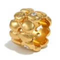 Anillo de doble capa bañado en oro 18K con textura de burbujas y circonitas - US 6 / Dorado
