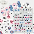 Detail showing Eye Series nail art stickers Me135 with various evil eye designs - Me135