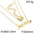 Collana in acciaio inossidabile dorato con ciondolo Mama e accento in zircone lucido - Collana d'Oro (KN283415-KLX)