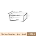 Short clear plastic kitchen storage box with handle and lid, 15.2x14.2x6cm size - Flip Lid Transparent Box - Short Small - PET