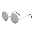 Vintage round metal sunglasses with silver frames and gray mirrored lenses - Silver Frame White Mirror Lens