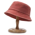 Retro washed denim bucket hat in terracotta red with vintage stitching and metal eyelets - One Size / Orange