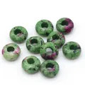 Set of 10 natural ruby in zoisite rondelle beads with large holes for DIY jewelry - Ruby Zoisite (Dyed) / 5x10mm