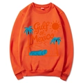 Orange Gulf of Mexico sweatshirt featuring palm tree print and ribbed cuffs in a relaxed fit - Orange