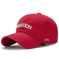 Cappellino da baseball rosso in cotone con ricamo 3D bianco e dettaglio laterale art - Borgogna