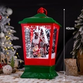 Red 40cm Christmas lantern featuring Santa Claus, a windmill cottage, and snowy interior scene - European Hanging Lamp Red Green