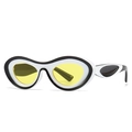 Moderne Y2K-Sonnenbrille mit dickem Schwarz-Weiß-Rahmen und gelben Gläsern - Weißer Rahmen Gelbe Linsen (C2)