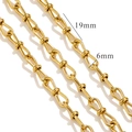 18K gold plated stainless steel U-link chain necklace with 19mm industrial style links - Z2196G Gold U-Link 19mmx6mm