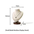 Small walnut wood necklace bust with beige fabric, size 14x18.5x9cm, jewelry stand - Small Mannequin Necklace Stand - Beige Velvet
