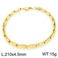 Bracelet chaîne à maillons dorés en acier inoxydable avec fermoir, long 210 mm - Or (KB206227-KFC)