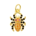Golden spider charm pendant with orange, black and red crystals for DIY jewelry - Colorful Zircon Spider