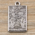 Zinc alloy Tarot Lovers pendant with Roman numeral VI on a wood background - The Lovers-Antique Silver