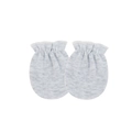 Grey melange knit cotton newborn anti-scratch mittens with elasticated ribbed cuffs - Light Grey (Elastic Anti-Scratch Mittens)