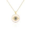 Detailansicht des 18K vergoldeten Evil-Eye-Anhängers mit Emaille und blauen Zirkonsteinen - Weißes Böser Blick (21991)