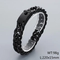 Bracciale cubano da uomo in acciaio inossidabile nero con chiusura, 220x15mm - 220x15mm / Nero (KB181222-KJX)
