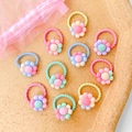 Colorful floral thumb hair ties for toddlers including pink blue and yellow resin flowers - Colorful Flower Style (16#) / 10 Pieces Pack