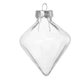 Diamond shaped clear PET plastic Christmas ornament with snowflake pattern silver metal cap - 9*11cm Rhombus Diamond Transparent Ball