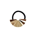 Fashionable black elastic hair tie with a textured gold fan-shaped alloy decoration - Gold Fan Shape