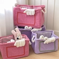 Cesto portaoggetti mostro in peluche per giocattoli e biancheria con fodera interna - Grande / Rosa