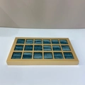 18-slot jewelry display tray with golden frame and dark green velvet lining - 18-Grid Ring Tray (Peacock Blue)