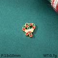 Christmas candy cane charm in gold and red enamel, 13x10mm stainless steel holiday pendant - Christmas Candy Cane Style (KLJ10437-ZLA)