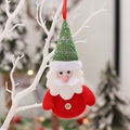 Cute handmade Santa Claus plush pendant with green knitted hat for Christmas tree decor - B-c94 Elderly Doll Keychain