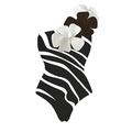 Costume intero monospalla a strisce zebrate con decorazioni floreali 3D sulla spalla - S / Solo Costume Intero