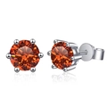 Λήψη macro από πορτοκαλί σκουλαρίκια moissanite σε ασημένια βάση με έξι δόντια σε λευκό - 1CT*2 / Τυχερό Κόκκινο